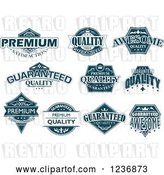 Vector Clip Art of Retro Blue Quality Labels by Vector Tradition SM