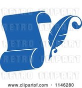 Vector Clip Art of Retro Blue Quil Pen and Scroll 1 by Vector Tradition SM