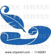 Vector Clip Art of Retro Blue Quill Pen and Scroll 2 by Vector Tradition SM