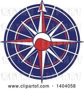 Vector Clip Art of Retro Blue Red and White Nautical Compass Rose by Inkgraphics