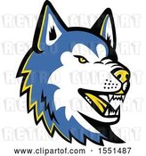 Vector Clip Art of Retro Blue Siberian Husky Dog Mascot Head by Patrimonio