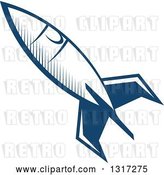 Vector Clip Art of Retro Blue Space Rocket 13 by Vector Tradition SM