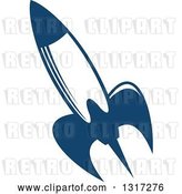 Vector Clip Art of Retro Blue Space Rocket 14 by Vector Tradition SM