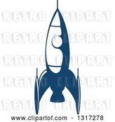 Vector Clip Art of Retro Blue Space Rocket 15 by Vector Tradition SM