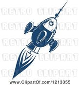 Vector Clip Art of Retro Blue Space Rocket 6 by Vector Tradition SM
