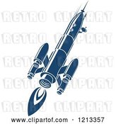 Vector Clip Art of Retro Blue Space Rocket 8 by Vector Tradition SM