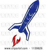 Vector Clip Art of Retro Blue Space Shuttle Rocket 7 by Vector Tradition SM