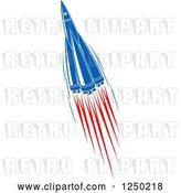 Vector Clip Art of Retro Blue Space Shuttle Rocket 8 by Vector Tradition SM