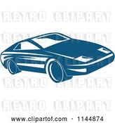 Vector Clip Art of Retro Blue Sports Car by Patrimonio
