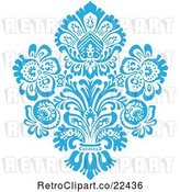 Vector Clip Art of Retro Blue Victorian Floral Damask Design Element 1 by BestVector