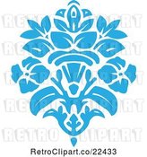 Vector Clip Art of Retro Blue Victorian Floral Damask Design Element 2 by BestVector