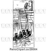 Vector Clip Art of Retro Boat Boys and Ship Ladder by Prawny Vintage