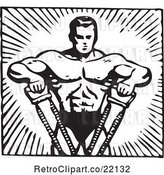 Vector Clip Art of Retro Bodybuilder Pulling with His Arms by BestVector