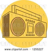 Vector Clip Art of Retro Boom Box Radio on a Yellow Circle by Andy Nortnik