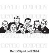 Vector Clip Art of Retro Border of Business Men Looking down by BestVector