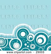 Vector Clip Art of Retro Border of Dark Blue and White Circles Traced in White and Blue Shades over a Blue Background by KJ Pargeter