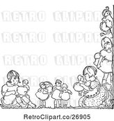 Vector Clip Art of Retro Border of Girls and Dolls by Prawny Vintage