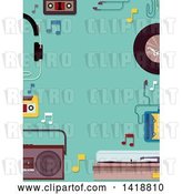 Vector Clip Art of Retro Border of Music Items on Turquoise by BNP Design Studio