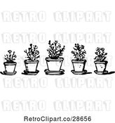 Vector Clip Art of Retro Border of Potted Plants by Prawny Vintage