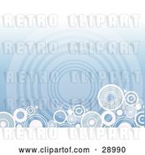 Vector Clip Art of Retro Border of White Circles Along the Bottom Edge of a Blue Background with a Faded Giant Circle by KJ Pargeter