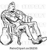 Vector Clip Art of Retro Bored Guy Sitting in a Chair by Prawny Vintage