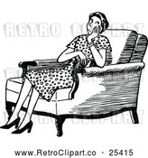 Vector Clip Art of Retro Bored Housewife in a Chair by Prawny Vintage