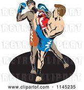 Vector Clip Art of Retro Boxer Fighter Kicking an Opponent 2 by Patrimonio