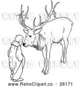 Vector Clip Art of Retro Boy and Elk by Prawny Vintage