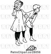 Vector Clip Art of Retro Boy and Girl Listening to Sea Shells by Prawny Vintage