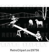 Vector Clip Art of Retro Boy and Girl on a See Saw by Sheep by Prawny Vintage