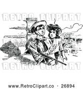 Vector Clip Art of Retro Boy and Girl Reading a Note by Prawny Vintage