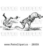 Vector Clip Art of Retro Boy Being Bucked from a Donkey 2 by Prawny Vintage
