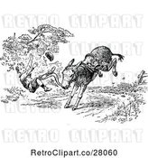 Vector Clip Art of Retro Boy Being Bucked from a Donkey by Prawny Vintage