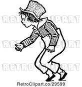 Vector Clip Art of Retro Boy Bending by Prawny Vintage