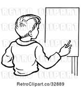 Vector Clip Art of Retro Boy by an Easel in by Picsburg
