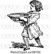Vector Clip Art of Retro Boy Carrying a Bowl by Prawny Vintage