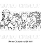 Vector Clip Art of Retro Boy Chatting with Girls by Prawny Vintage