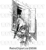 Vector Clip Art of Retro Boy Climbing in a Window by Prawny Vintage