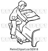 Vector Clip Art of Retro Boy Climbing into Bed in by Picsburg