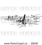 Vector Clip Art of Retro Boy Falling Through Ice by Prawny Vintage