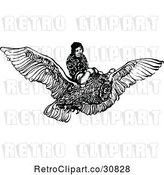 Vector Clip Art of Retro Boy Flying on an Owl by Prawny Vintage