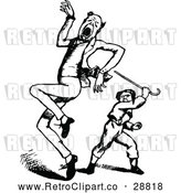 Vector Clip Art of Retro Boy Hitting a Man with a Cane by Prawny Vintage
