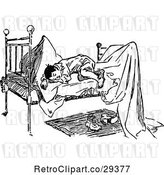 Vector Clip Art of Retro Boy in Bed by Prawny Vintage