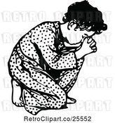 Vector Clip Art of Retro Boy Kneeling and Praying by Prawny Vintage