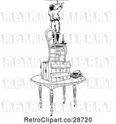 Vector Clip Art of Retro Boy on a Pile of Furniture Fixing a Light Fixture 2 by Prawny Vintage