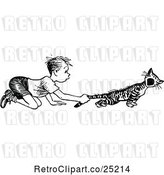 Vector Clip Art of Retro Boy Pulling a Cats Tail by Prawny Vintage