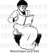 Vector Clip Art of Retro Boy Reading by Prawny Vintage