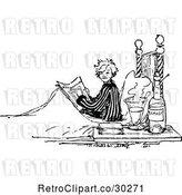 Vector Clip Art of Retro Boy Reading with Alcohol in Bed by Prawny Vintage