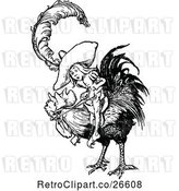 Vector Clip Art of Retro Boy Riding a Rooster by Prawny Vintage