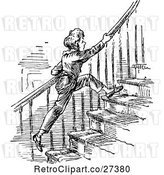 Vector Clip Art of Retro Boy Running up Stairs by Prawny Vintage